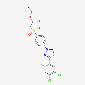 Ethyl 2-((4-(3-(4,5-dichloro-2-methylphenyl)-4,5-dihydro-1H-pyrazol-1-yl)phenyl)sulfonyl)acetate