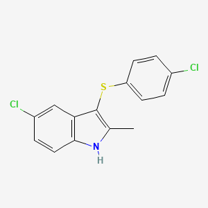 molecular formula C15H11Cl2NS B12902093 5-Chloro-3-((4-chlorophenyl)thio)-2-methyl-1H-indole CAS No. 628736-22-1