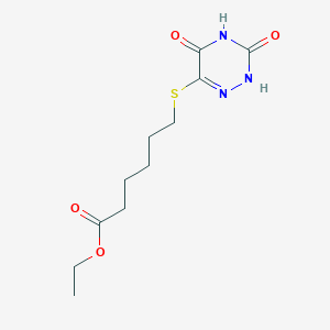 molecular formula C11H17N3O4S B12902110 ethyl 6-[(3,5-dioxo-2H-1,2,4-triazin-6-yl)sulfanyl]hexanoate CAS No. 75621-70-4