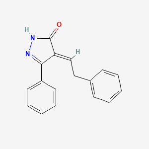 molecular formula C17H14N2O B12902181 3-Phenyl-4-(2-phenylethylidene)-1H-pyrazol-5(4H)-one 