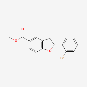 molecular formula C16H13BrO3 B12902191 2-(2-Bromo-phenyl)-2,3-dihydro-benzofuran-5-carboxylic acid methyl ester CAS No. 851777-30-5