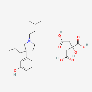 molecular formula C24H37NO8 B12902344 3-(1-Isopentyl-3-propyl-3-pyrrolidinyl)phenol citrate CAS No. 37627-59-1