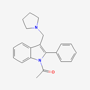 molecular formula C21H22N2O B12902418 1-(2-Phenyl-3-(pyrrolidin-1-ylmethyl)indol-1-yl)ethanone CAS No. 120239-57-8