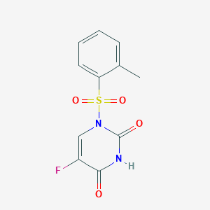 molecular formula C11H9FN2O4S B12902545 5-Fluoro-1-(2-methylbenzene-1-sulfonyl)pyrimidine-2,4(1H,3H)-dione CAS No. 56059-09-7