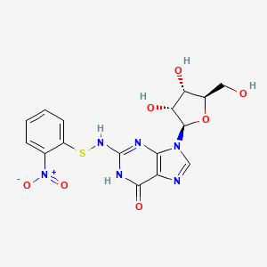 molecular formula C16H16N6O7S B12902583 9-[(2R,3R,4S,5R)-3,4-dihydroxy-5-(hydroxymethyl)oxolan-2-yl]-2-[(2-nitrophenyl)sulfanylamino]-1H-purin-6-one 