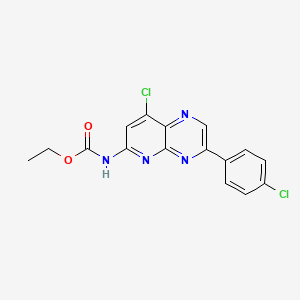 ethyl N-[8-chloro-3-(4-chlorophenyl)pyrido[2,3-b]pyrazin-6-yl]carbamate