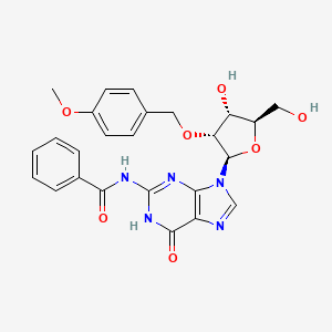 molecular formula C25H25N5O7 B12902769 N-Benzoyl-2'-O-[(4-methoxyphenyl)methyl]guanosine CAS No. 80015-56-1