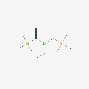 molecular formula C12H27BSi2 B129037 (1-(Ethyl[1-(trimethylsilyl)vinyl]boryl)vinyl)(trimethyl)silane CAS No. 157489-81-1