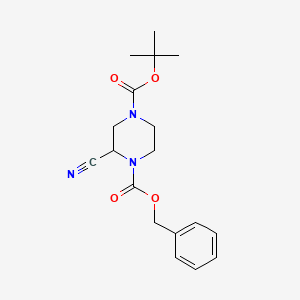molecular formula C18H23N3O4 B1290431 1-苄基 4-叔丁基 2-氰基哌嗪-1,4-二羧酸酯 CAS No. 955016-62-3