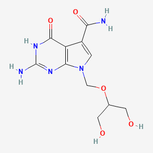 1H-Pyrrolo(2,3-d)pyrimidine-5-carboxamide, 2-amino-4,7-dihydro-7-((2-hydroxy-1-(hydroxymethyl)ethoxy)methyl)-4-oxo-