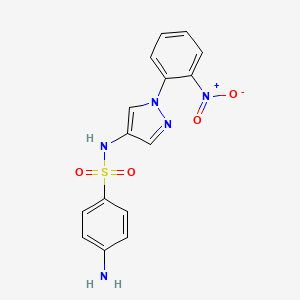 4-Amino-N-[1-(2-nitrophenyl)-1H-pyrazol-4-yl]benzene-1-sulfonamide