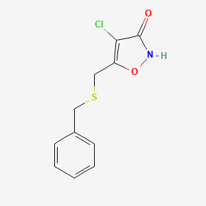 molecular formula C11H10ClNO2S B12904621 5-((benzylthio)methyl)-4-chloroisoxazol-3(2H)-one CAS No. 89661-01-8