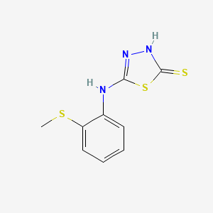 molecular formula C9H9N3S3 B12904939 5-[2-(Methylsulfanyl)anilino]-1,3,4-thiadiazole-2(3H)-thione CAS No. 90180-66-8