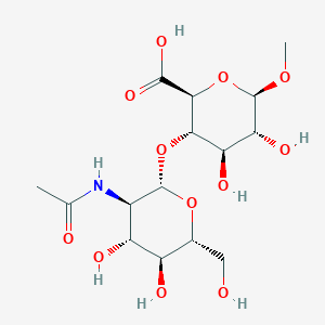 molecular formula C15H25NO12 B129050 (2S,3S,4R,5R,6R)-3-[(2S,3R,4R,5S,6R)-3-acetamido-4,5-dihydroxy-6-(hydroxymethyl)oxan-2-yl]oxy-4,5-dihydroxy-6-methoxyoxane-2-carboxylic acid CAS No. 156881-25-3
