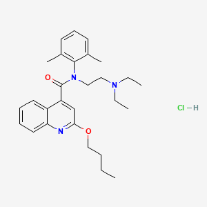 molecular formula C28H38ClN3O2 B12905581 2-Butoxy-N-(2-(diethylamino)ethyl)-N-(2,6-dimethylphenyl)quinoline-4-carboxamide hydrochloride CAS No. 77966-20-2