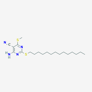 molecular formula C20H34N4S2 B12905601 4-Amino-6-(methylsulfanyl)-2-(tetradecylsulfanyl)pyrimidine-5-carbonitrile CAS No. 922526-96-3