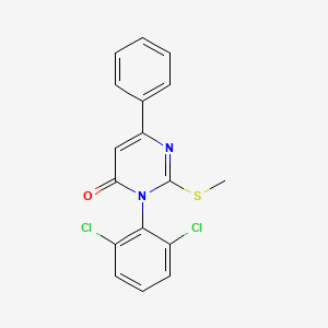 molecular formula C17H12Cl2N2OS B12905658 3-(2,6-dichlorophenyl)-2-(methylthio)-6-phenylpyrimidin-4(3H)-one CAS No. 89069-51-2