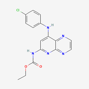 molecular formula C16H14ClN5O2 B12905719 ethyl N-[8-(4-chloroanilino)pyrido[2,3-b]pyrazin-6-yl]carbamate CAS No. 19270-42-9