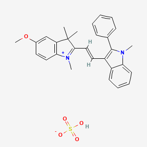 molecular formula C29H30N2O5S B12905741 5-Methoxy-1,3,3-trimethyl-2-(2-(1-methyl-2-phenyl-1H-indol-3-yl)vinyl)-3H-indolium hydrogen sulphate CAS No. 85283-78-9