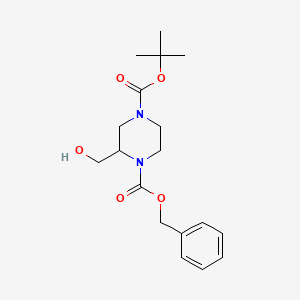 molecular formula C18H26N2O5 B1290592 1-苄基 4-叔丁基 2-(羟甲基)哌嗪-1,4-二羧酸酯 CAS No. 317365-33-6