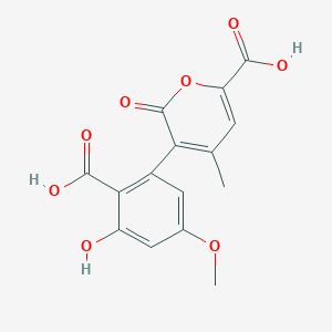 3-(2-Carboxy-3-hydroxy-5-methoxyphenyl)-4-methyl-2-oxo-2H-pyran-6-carboxylic acid