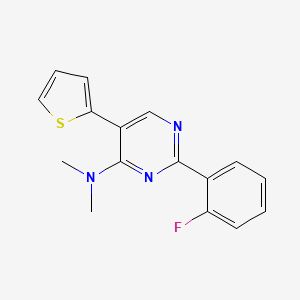 molecular formula C16H14FN3S B12906305 2-(2-Fluorophenyl)-N,N-dimethyl-5-(thiophen-2-yl)pyrimidin-4-amine CAS No. 823796-20-9