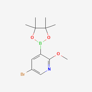 molecular formula C12H17BBrNO3 B1290659 5-Bromo-2-methoxy-3-(4,4,5,5-tetramethyl-1,3,2-dioxaborolan-2-YL)pyridine CAS No. 1073353-75-9