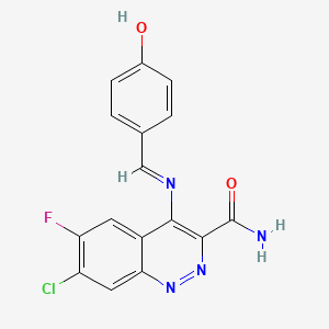 7-Chloro-6-fluoro-4-(((4-hydroxyphenyl)methylene)amino)-3-cinnolinecarboxamide