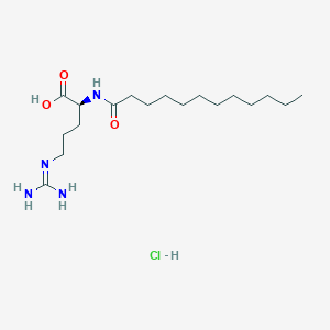 molecular formula C18H37ClN4O3 B129073 (2S)-5-(二氨基亚甲基氨基)-2-(十二烷酰氨基)戊酸；盐酸盐 CAS No. 181434-85-5