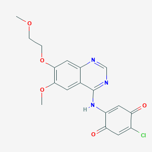 molecular formula C18H16ClN3O5 B12907665 2-Chloro-5-(6-methoxy-7-(2-methoxyethoxy)quinazolin-4-ylamino)cyclohexa-2,5-diene-1,4-dione CAS No. 870959-62-9