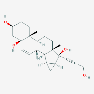 molecular formula C23H32O4 B129081 (1R,2S,3S,5S,6S,7S,10S,11R,14S,16R)-6-(3-Hydroxyprop-1-ynyl)-7,11-dimethylpentacyclo[8.8.0.02,7.03,5.011,16]octadec-17-ene-6,14,16-triol CAS No. 108674-97-1