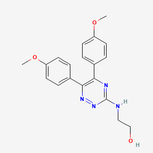 molecular formula C19H20N4O3 B12908260 2-{[5,6-Bis(4-methoxyphenyl)-1,2,4-triazin-3-yl]amino}ethan-1-ol CAS No. 59663-43-3