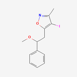 molecular formula C13H14INO2 B12908792 Isoxazole, 4-iodo-5-(2-methoxy-2-phenylethyl)-3-methyl- CAS No. 61449-24-9