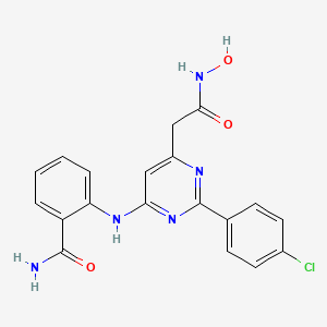 4-Pyrimidineacetamide, 6-((2-(aminocarbonyl)phenyl)amino)-2-(4-chlorophenyl)-N-hydroxy-