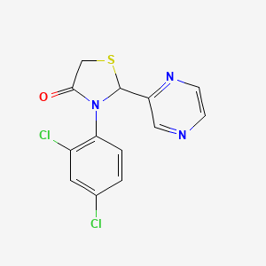 molecular formula C13H9Cl2N3OS B12909048 3-(2,4-Dichlorophenyl)-2-(pyrazin-2-yl)-1,3-thiazolidin-4-one CAS No. 89442-15-9