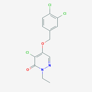 molecular formula C13H11Cl3N2O2 B12909088 4-Chloro-5-[(3,4-dichlorophenyl)methoxy]-2-ethylpyridazin-3(2H)-one CAS No. 88094-02-4