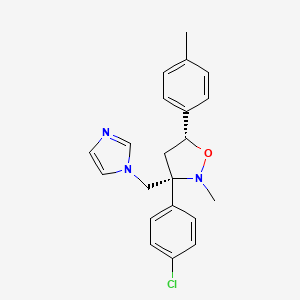 molecular formula C21H22ClN3O B12909098 Cis-3-((1H-imidazol-1-yl)methyl)-3-(4-chlorophenyl)-2-methyl-5-(p-tolyl)isoxazolidine 