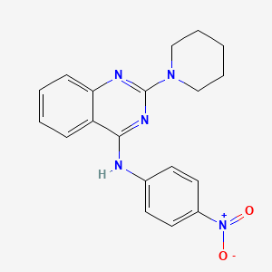 molecular formula C19H19N5O2 B12909182 N-(4-Nitrophenyl)-2-(piperidin-1-yl)quinazolin-4-amine CAS No. 75426-53-8