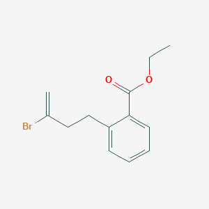 molecular formula C13H15BrO2 B1290921 2-溴-4-(2-羧乙氧基苯基)-1-丁烯 CAS No. 731772-81-9