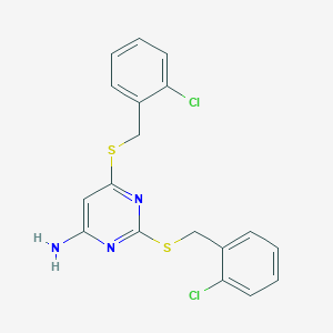 2,6-Bis{[(2-chlorophenyl)methyl]sulfanyl}pyrimidin-4-amine