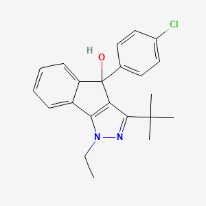 molecular formula C22H23ClN2O B12909290 1,4-Dihydro-4-(4-chlorophenyl)-3-(1,1-dimethylethyl)-1-ethyl-indeno(1,2-c)pyrazol-4-ol CAS No. 56767-28-3