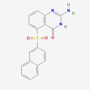 molecular formula C18H13N3O3S B12909763 2-Amino-4-hydroxy-5-[2-naphthylsulfonyl]quinazoline CAS No. 50828-21-2