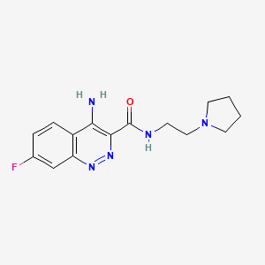 molecular formula C15H18FN5O B12909830 3-Cinnolinecarboxamide, 4-amino-7-fluoro-N-(2-(1-pyrrolidinyl)ethyl)- CAS No. 187231-53-4