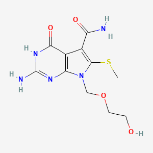 1H-Pyrrolo(2,3-d)pyrimidine-5-carboxamide, 2-amino-4,7-dihydro-7-((2-hydroxyethoxy)methyl)-6-(methylthio)-4-oxo-