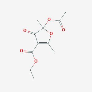 molecular formula C11H14O6 B12909905 Ethyl 5-(acetyloxy)-2,5-dimethyl-4-oxo-4,5-dihydrofuran-3-carboxylate CAS No. 53252-54-3