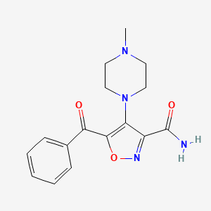 molecular formula C16H18N4O3 B12909926 3-Isoxazolecarboxamide, 5-benzoyl-4-(4-methyl-1-piperazinyl)- CAS No. 647862-54-2