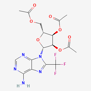 molecular formula C17H18F3N5O7 B12909933 2',3',5'-Tri-O-acetyl-8-trifluoromethyl adenosine CAS No. 76513-88-7