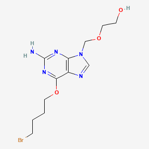 molecular formula C12H18BrN5O3 B12909993 2-{[2-Amino-6-(4-bromobutoxy)-9H-purin-9-yl]methoxy}ethan-1-ol CAS No. 493033-63-9