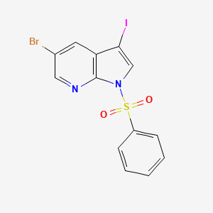 molecular formula C13H8BrIN2O2S B1291003 1-苯磺酰基-5-溴-3-碘-1H-吡咯并[2,3-b]吡啶 CAS No. 757978-19-1