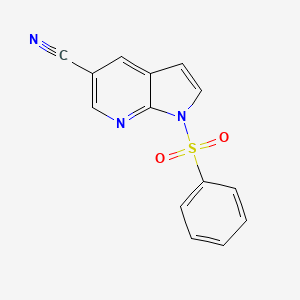molecular formula C14H9N3O2S B1291007 1-Benzenesulfonyl-1H-pyrrolo[2,3-b]pyridine-5-carbonitrile CAS No. 1015608-95-3